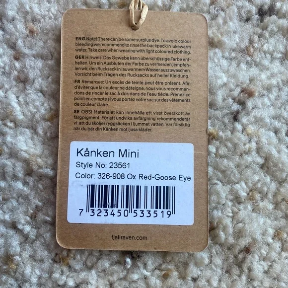 Kanken Mini Backpack Ox Red Goose Eye + Wax - Picture 2 of 7
